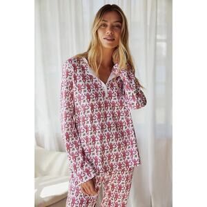 Roller Rabbit Pajama Pants Set Women Medium The Original Monkey Pima Cotton Pink